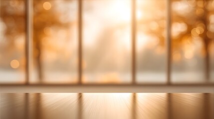 Fototapeta premium Luxury conference room blurred autumn sun rays after rain
