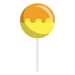 Colorful lollipop with vibrant swirls, set against a simple white background, ideal for candy promotions