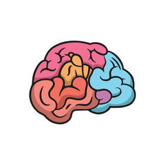 Brain colors doodle design vector template