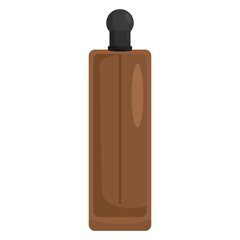 Stylish brown bottle with a sleek cap, placed on a wooden surface, showcasing modern design