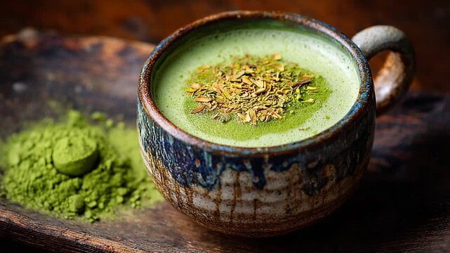 Matcha latte in a cup