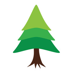 Abstract geometric representation of a stylized tree design with layered green shapes
