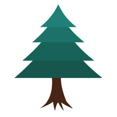 Stylized green tree with layered branches set against a white background, ideal for design use