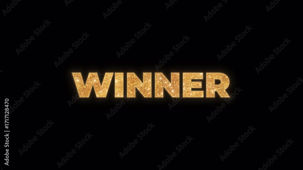 Poster elegant winner text with shiny gold glitter effect and sparkling particles. a glamorous typographic 