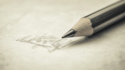 Close-up of a pencil resting beside a detailed sketch on textured paper during a creative drawing session