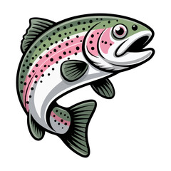 Fototapeta premium Salmon Fish Vector Illustration for Seafood Restaurant Logo Design Fishing Concept and Marine Animal Clipart