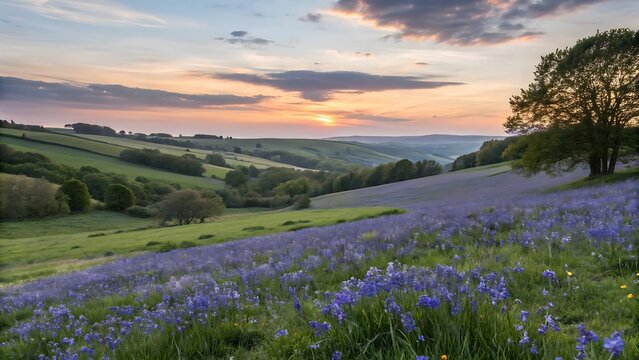 lavender field at sunset - Powered by Adobe
