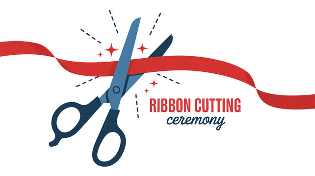Grand opening celebration kicks off with scissors cutting red ribbon