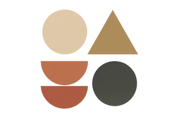 Abstract geometric shapes in earthy tones isolated on transparent background
