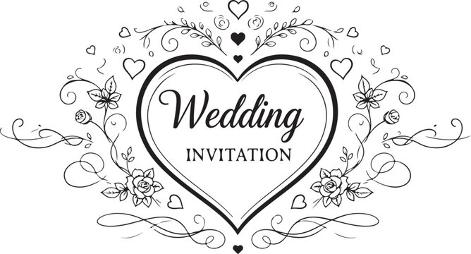 Elegant wedding invitation heart design