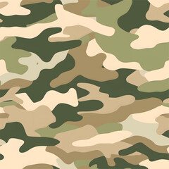 Naklejka premium Classic army camouflage seamless pattern in green, sand, khaki and brown
