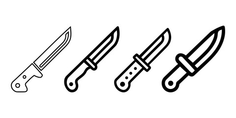 Knife Line Icons Set.