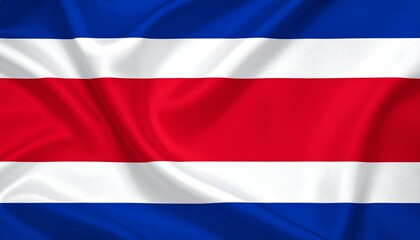 Naklejka premium Costa Rica flag with blue-white-red horizontal stripes and silhouette of person walking with cane