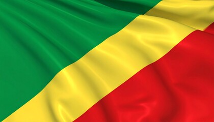 Republic of the Congo flag with diagonal green, yellow, red tricolor design