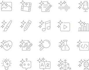 Fototapeta premium Generative ai thin line icons with editable stroke for technology and innovation