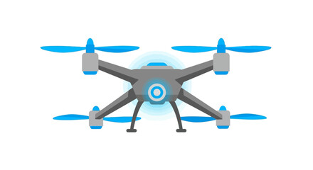 Vector illustration of a modern drone with blue propellers on a white background