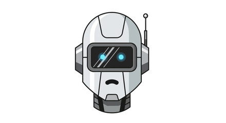 Illustration of a futuristic robot head with digital eyes and antenna design concept