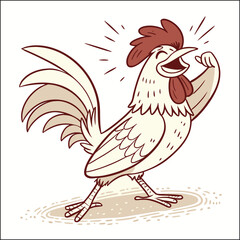 Cute Chickens Border with Floral on a Dark Background. Farm Animals Composition. Hand Drawn Vector Illustration.
