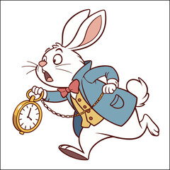 Cute cartoon rabbit chef in chef's hat and apron
