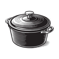 Black dutch oven Silhouette Vector, High Quality Illustration on White Background