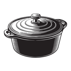 Black dutch oven Silhouette Vector, High Quality Illustration on White Background
