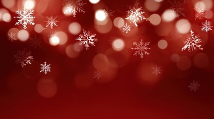 Red, background, bokeh, lights, snowflakes - very suitable for slide presentations or Christmas-themed vector designs. Perfect for holiday visuals, seasonal projects, or festive design needs.