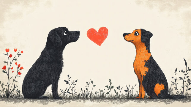 Two dogs sharing affection
