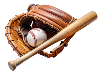 Baseball Gear Bat Ball and Glove Isolated on White sports isolated on a transparent background