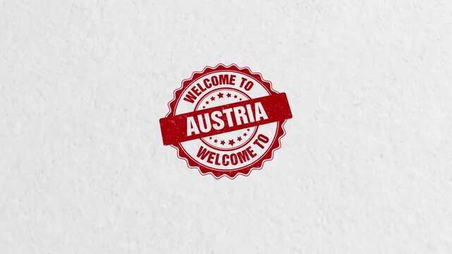 Welcome To Austria Golden Stamp Seal Animation Background