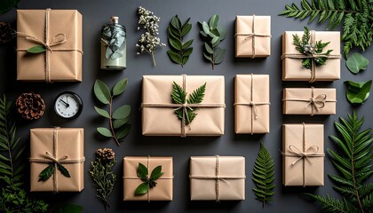 Fototapeta premium Flat Lay Composition With Beautiful Gift Box