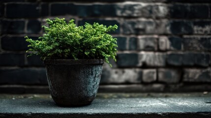 Naklejka premium Plant pot brick wall