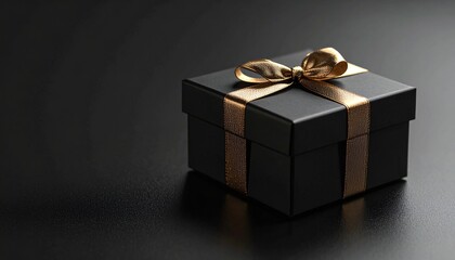 Closeup Shot Of A Small Gift Box On A Black Surface