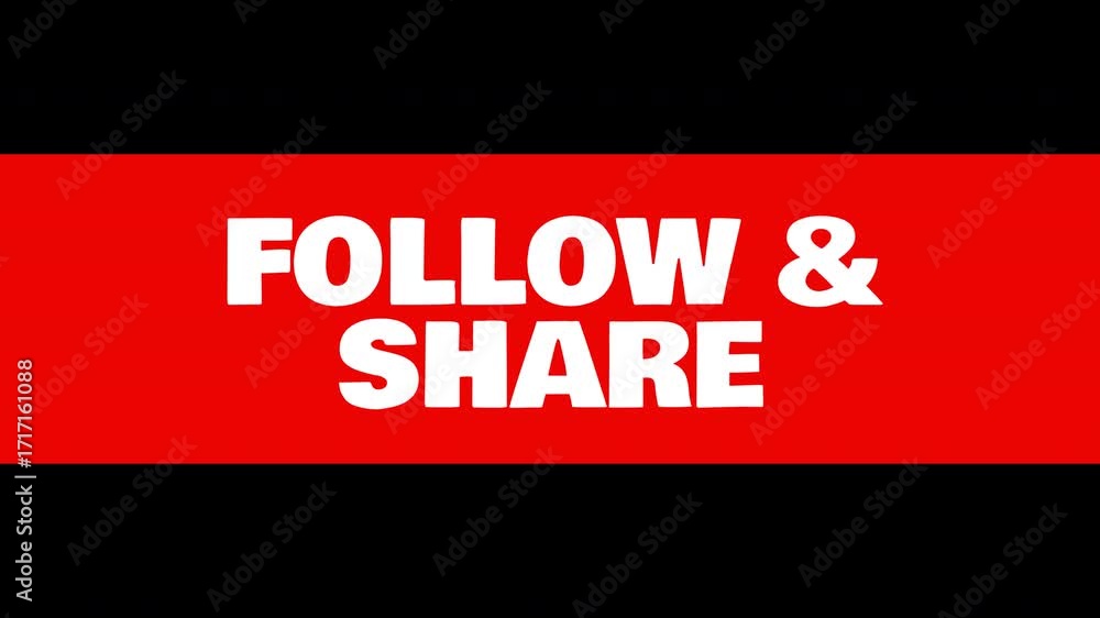 Poster follow and share text animation on transparent background alpha channel prores 4444