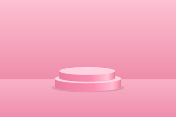 Podium 3D pink background with soft gradient lighting for product display and beauty branding