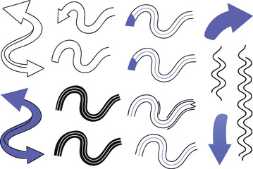 Adobe Illustrator Artwork Hand drawn vector arrow collection, Colorful Freehand Arrows Set

