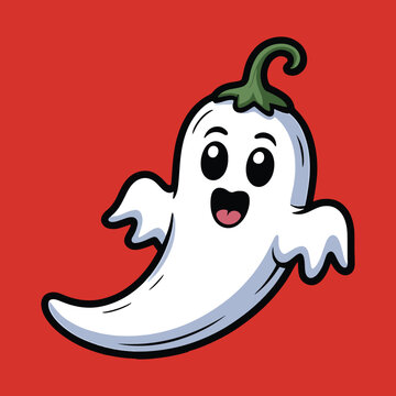 Cute ghostly chili pepper says buh and is very spicy