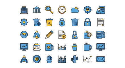 Fototapeta premium Vector Icons Set of Colorful business and technology filled line icon set for web design. EPS Editable
