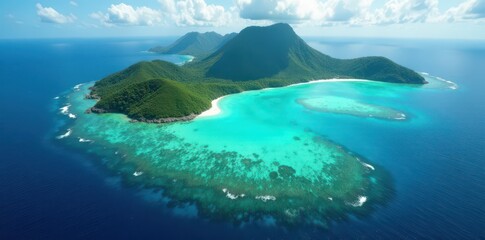Azure waters cradle emerald islands, a stunning aerial view , tropical, Caribbean