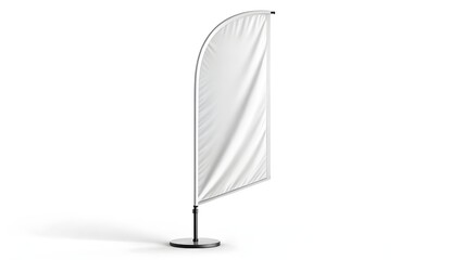Realistic white feather flag mockup on a white background, perfect for advertising and branding presentations