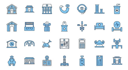 Fototapeta premium Vector Icons Set of Vector Icon Set Featuring Buildings Technology and Lifestyle Elements. EPS Editable