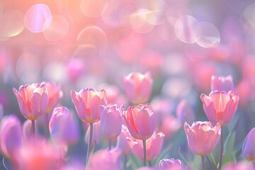 Obraz premium pink tulips in spring
