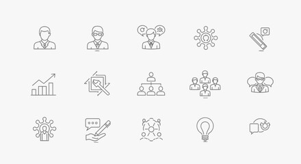 Fototapeta premium Vector Icons Set of Hand Drawn Business and Teamwork Doodle Icon Set. EPS Editable