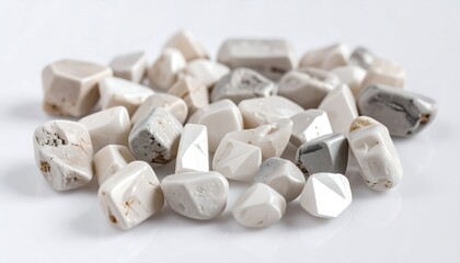 Assorted stone-like beads in shades of beige and gray