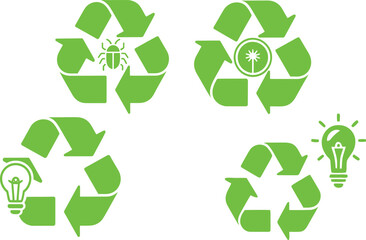 Fototapeta premium Promote eco awareness with vibrant green recycling icons for a sustainable future campaign