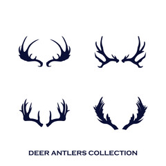 Deer antlers collection of deer horns vector illustration