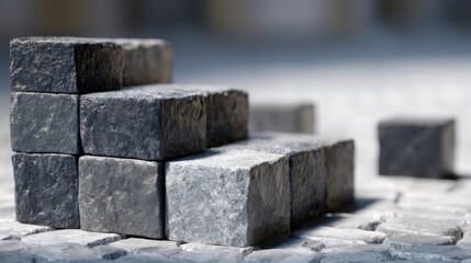 Gray stone blocks staircase