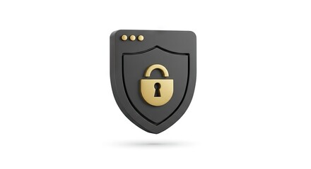 Gray shield icon with golden padlock