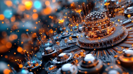 Abstract 3D Render of Futuristic Technology with Glow and Depth