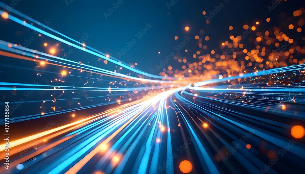 Aufkleber abstract image of a high-speed digital pathway with streaks of light.