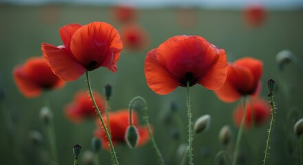 Obraz premium Red poppies field